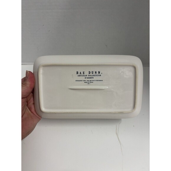 Rae Dunn GOBBLE Butter Dish White Ceramic Thanksgiving - Picture 3 of 6